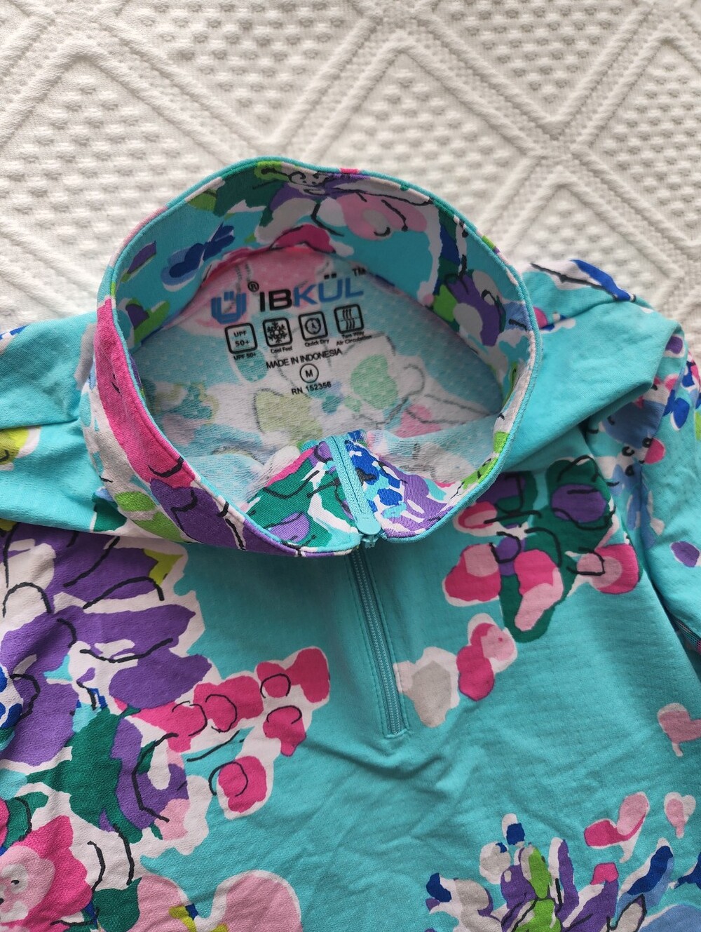IBKUL Floral Aqua Long Sleeve Top with Purple and Black Patterned Tees Bundle - Picture 3 of 6